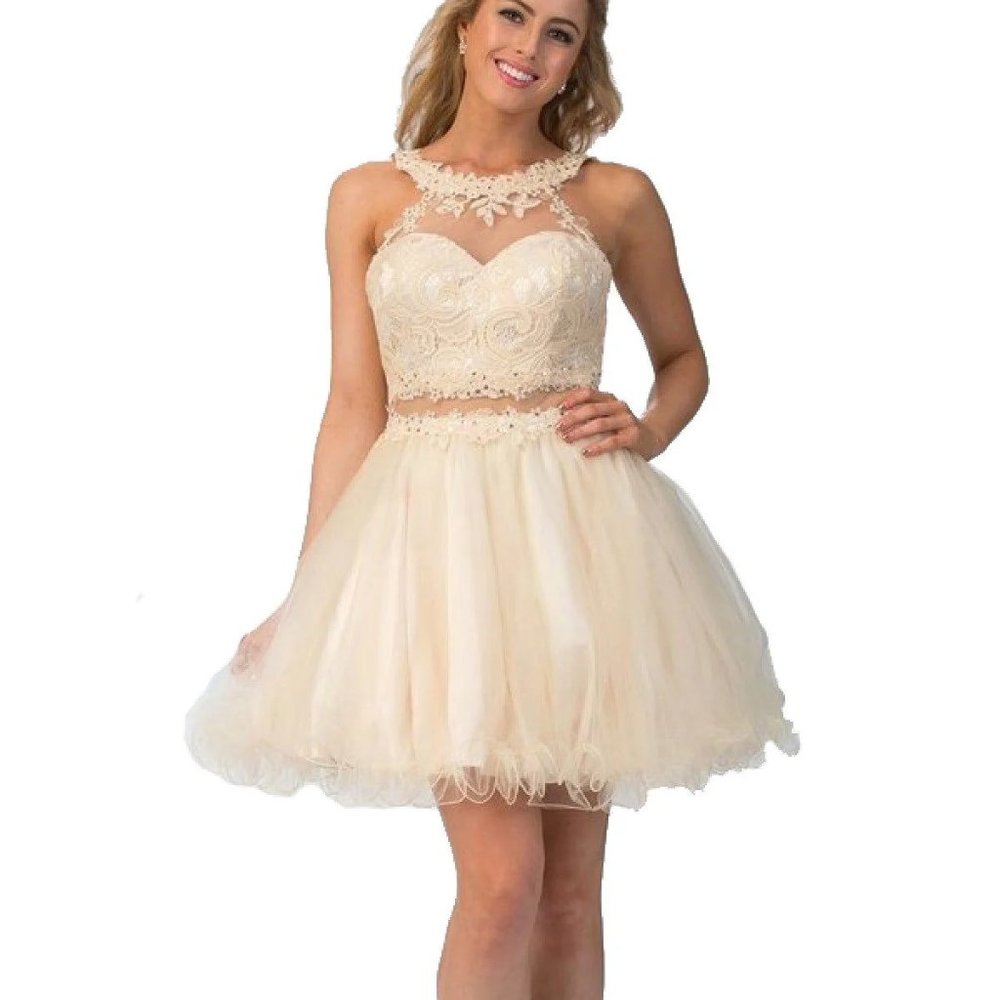 SHORT MOCK TWO PIECE DRESS WITH RUFFLED SKIRT BY STAR BOX 6417